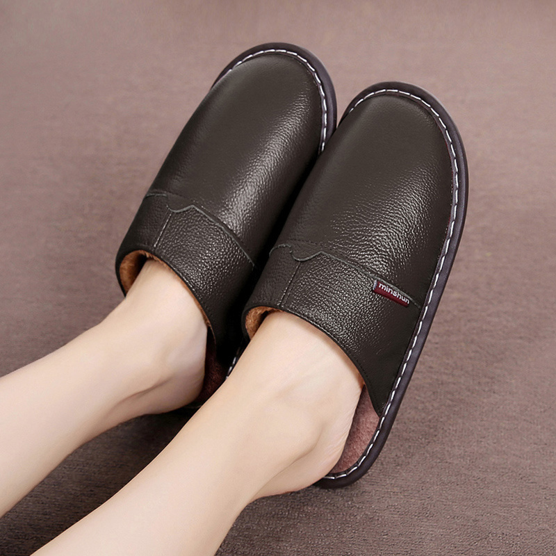 Flip Flop Leather Men - Marka Ev Deri Terlikleri Erkek ve