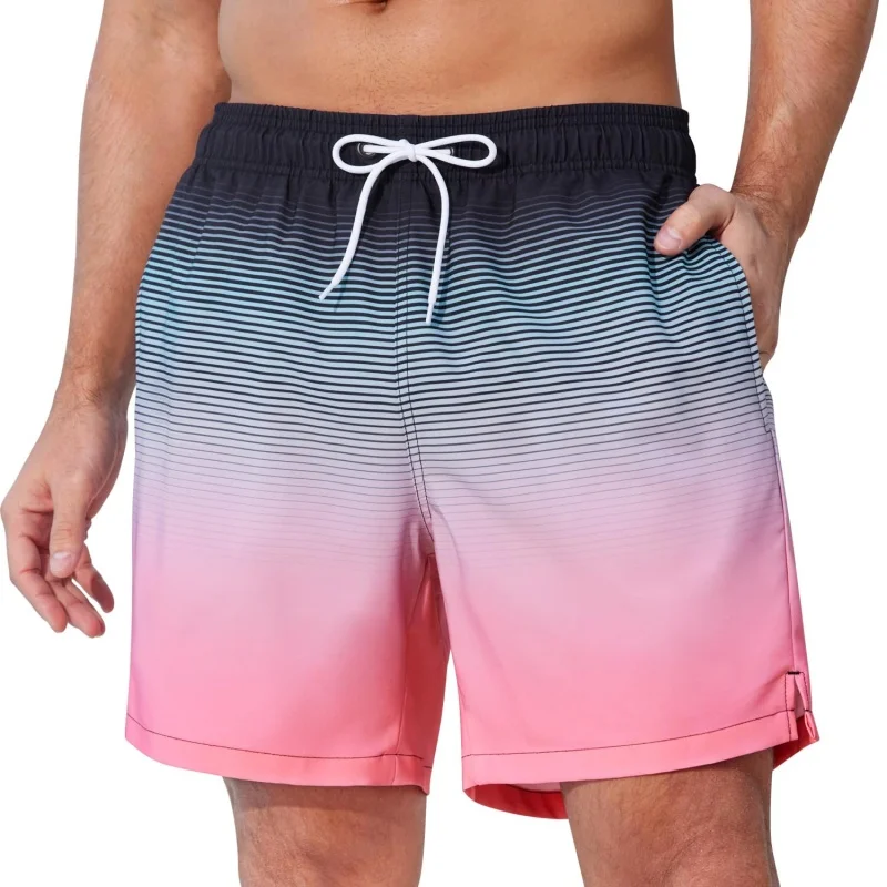 Trunks Board Surf - Trendy Ombre Çizgili Grafik Erkek Deniz