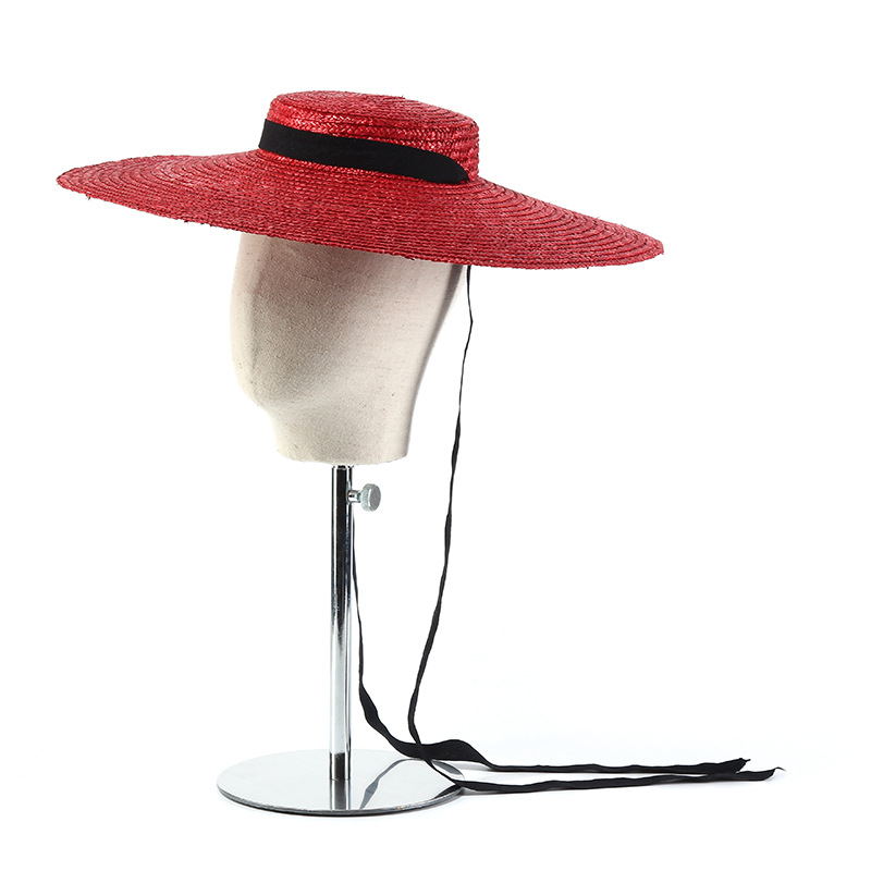Bucket Hat Straw - 15cm geniş ağızlı hasır şapka düz