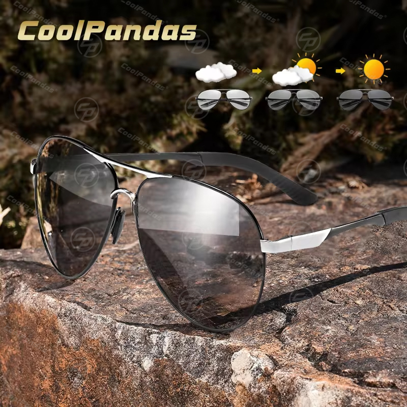 Sunglasses Aviator Polarized - Marka Pilot fotokromik güneş gözlüğü erkek