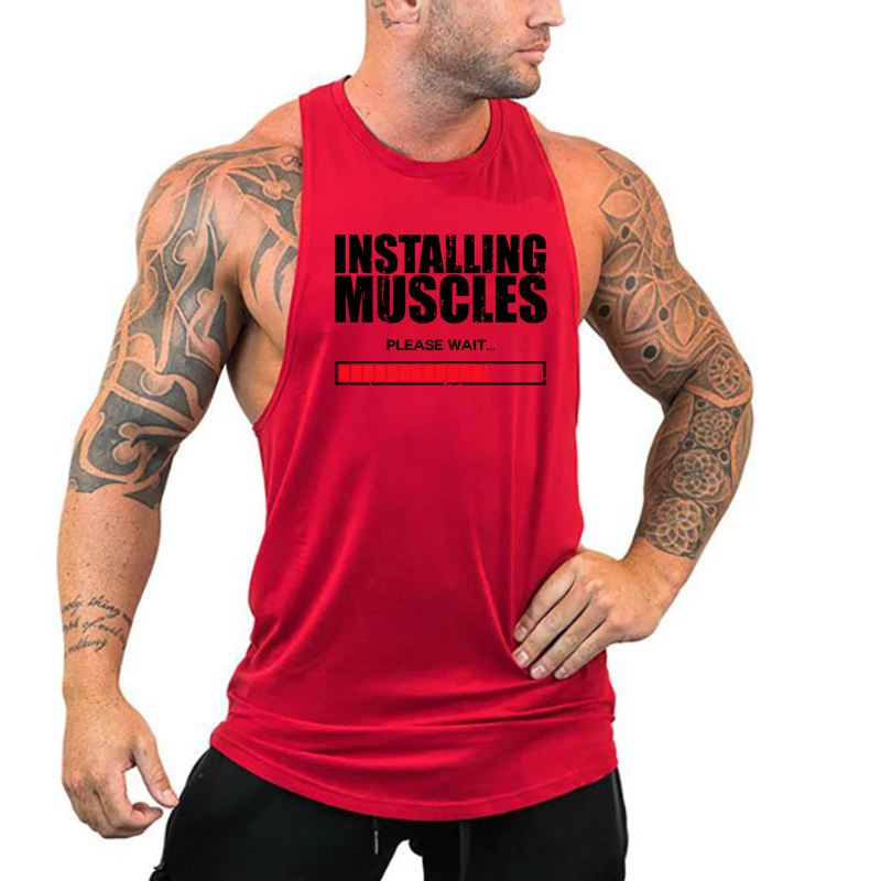 Tank Top Muscle - Kasların takılması Lütfen Bekleyin Baskı Yelek