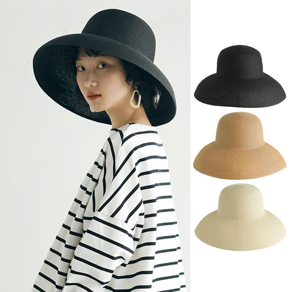 Bucket Hat Straw - Fransız Hepburn tarzı geniş ağızlı hasır