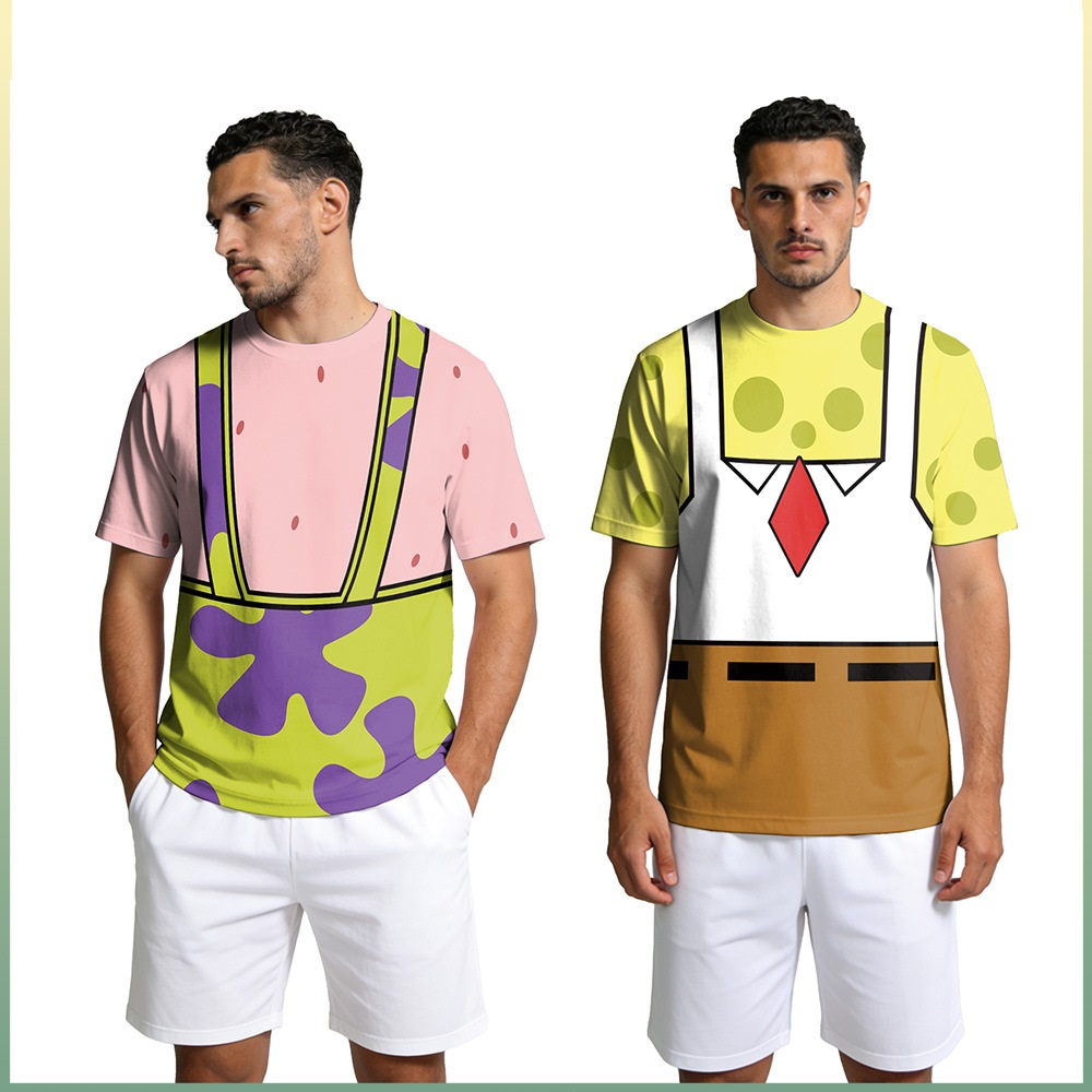 Tee Graphic Print - Sünger ve Patrick Star Cosplay Tişörtü