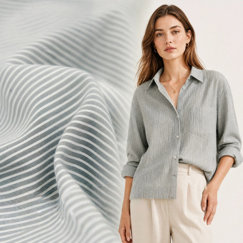 Japon tarzı gri-beyaz ince çiz - Linen Shirt Breathable incelemesi ve fiyatı