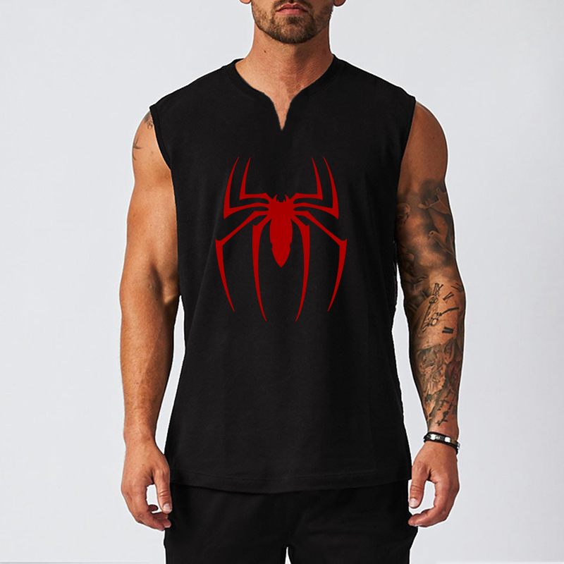 Kırmızı örümcek baskılı spor s - Tank Top Muscle incelemesi ve fiyatı