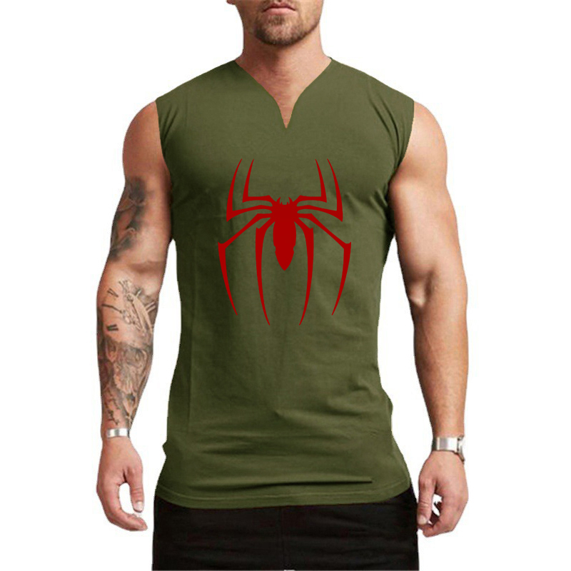 Kırmızı örümcek baskılı spor s - Tank Top Muscle incelemesi ve fiyatı